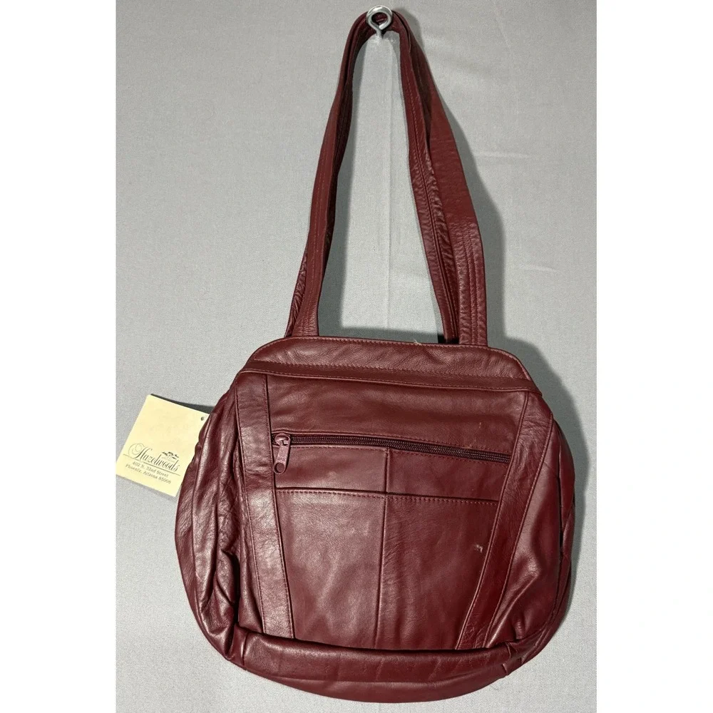 Hazelwood Women's Burgandy Genuine Leather Boho Shoulder Purse - NWT